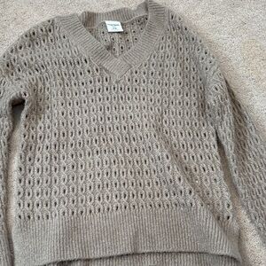 V-Neck Knit Sweater in Taupe